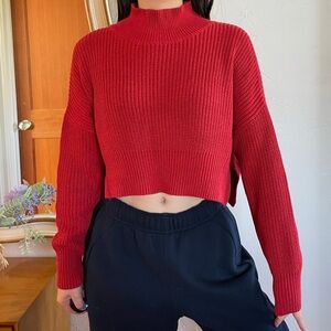 Urban outfitters silence + noise Red cropped turtleneck sweater